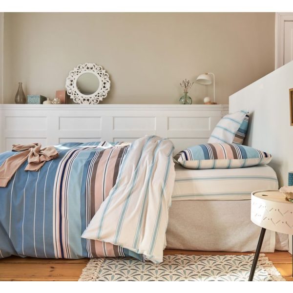 Vente flash 👍 ACTUEL Parure Housse De Couette En Coton 52 Fils Motifs Rayures ARIANNE 👏 1