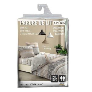 Bon marché 🔔 Paris Prix Parure De Drap 4 Pièces Monroe Naturel 🥰 6