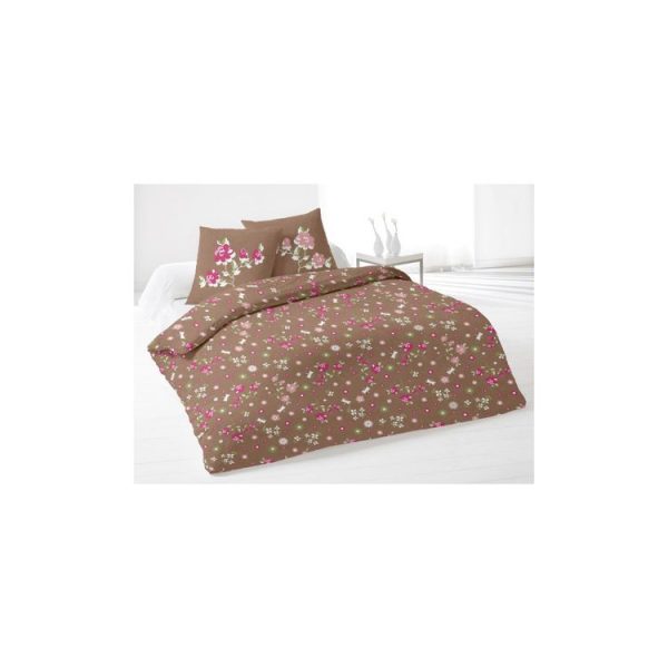 Vente flash 🔥 Soleil D’ocre Housse De Couette Et 2 Taies LEA Taupe 🎉 1