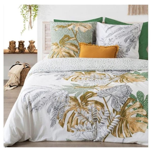 Sortie 🎁 ATMOSPHERA Parure Housse De Couette En Coton 57 Fils MONSTERA 👏 1