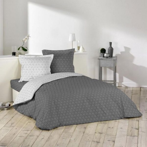 Bon marché ❤️ Paris Prix Housse De Couette Optic 240x220cm Anthracite 🥰 1