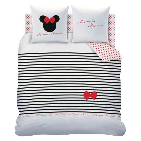 Bon marché 🧨 MINNIE Parure Housse De Couette Enfant En Coton 57 Fils MINNIE STRIPES 🔥 3