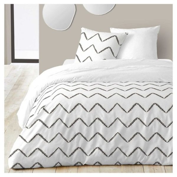 Vente flash 🥰 Parure Housse De Couette En Coton 57 Fils Motif Géométrique ZIGGY 🥰 1