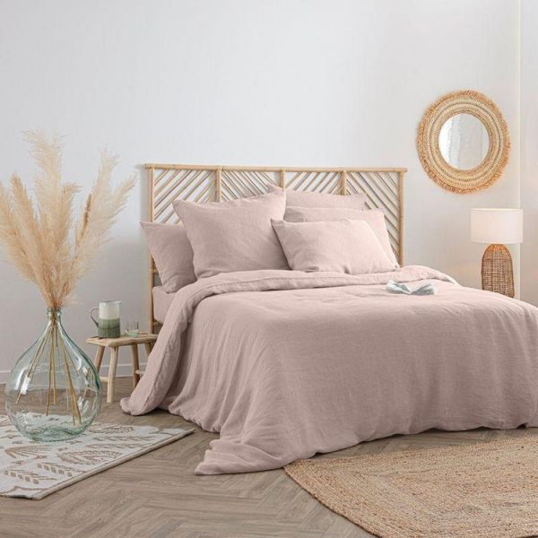 Offres 🛒 Housse De Couette Lin Adorable 240x220cm Rose Poudré 🎉 1