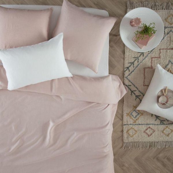 Offres 🛒 Housse De Couette Lin Adorable 240x220cm Rose Poudré 🎉 4