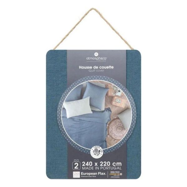 Budget 😍 Housse De Couette Lin Adorable 260x240cm Bleu Canard 👍 4