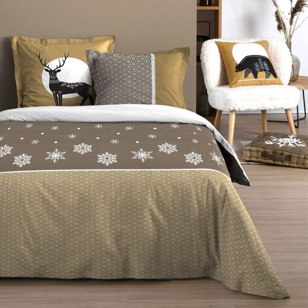 De gros 😉 Lovely Casa Housse De Couette 240×220 Estrella Taupe + 2 Taies Coton 57 Fils ✔️ 1
