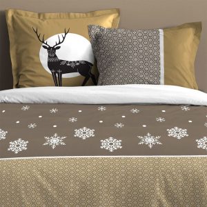 De gros 😉 Lovely Casa Housse De Couette 240×220 Estrella Taupe + 2 Taies Coton 57 Fils ✔️ 7