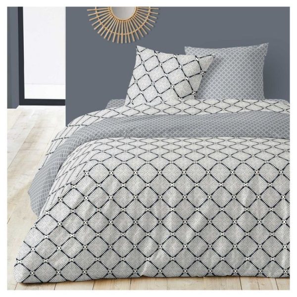 Sortie 🧨 Parure Housse De Couette En Satin Coton 70 Fils Motifs Géométriques PASHMINA 🎁 1