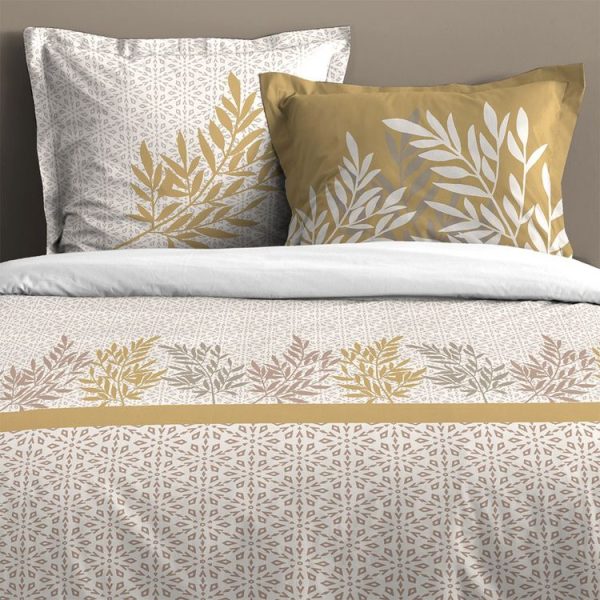 Promo 🥰 Lovely Casa Housse De Couette 260×240 Boden Moutarde + 2 Taies Coton 57 Fils ❤️ 3