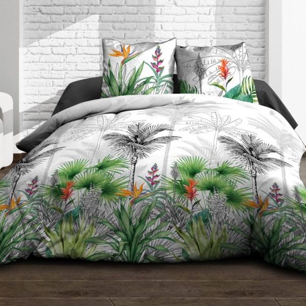 Le moins cher 😀 Kaliss Housse De Couette 220×240 Fleur De Paradis + 2 Taies 100% Coton 57 Fils 👍 1