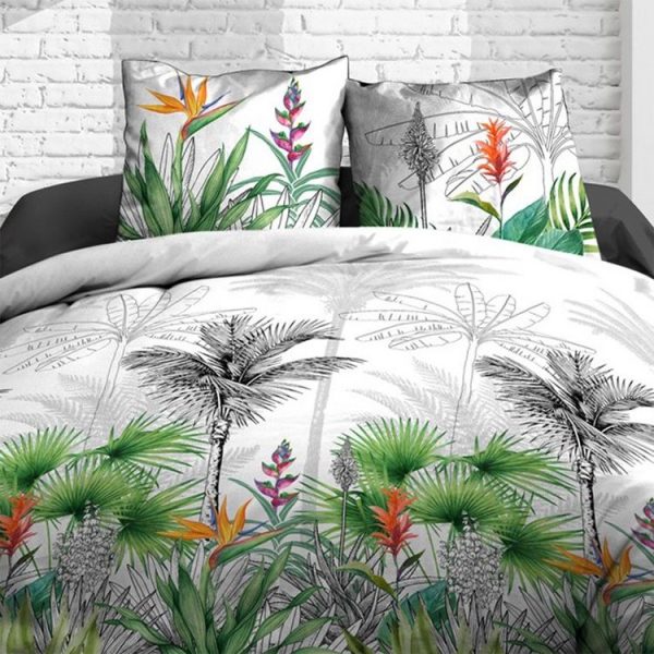 Le moins cher 😀 Kaliss Housse De Couette 220×240 Fleur De Paradis + 2 Taies 100% Coton 57 Fils 👍 3