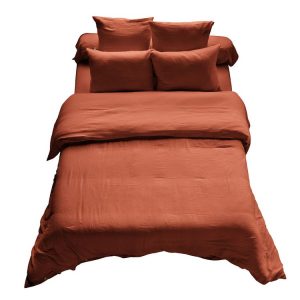 Meilleure vente 🌟 No Name Housse De Couette Unie 240×220 Cm Gaze De Coton Terracotta 😉 7