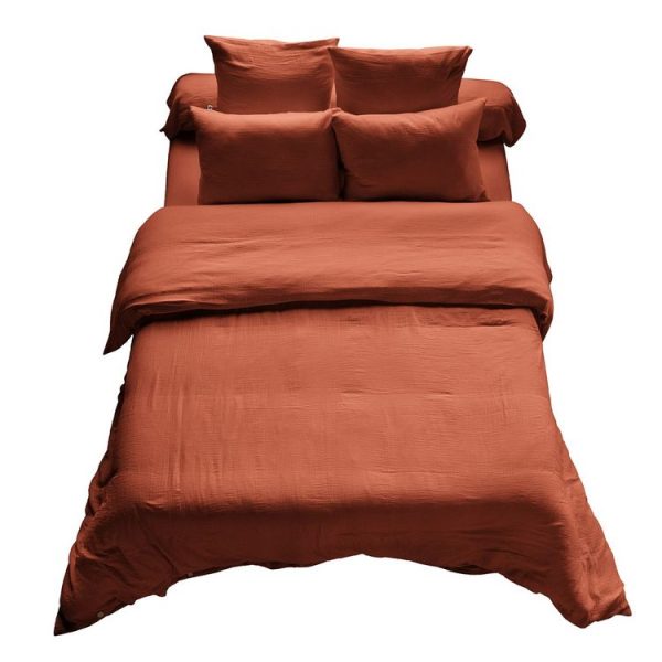 Meilleure vente 🌟 No Name Housse De Couette Unie 240×220 Cm Gaze De Coton Terracotta 😉 3