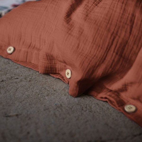 Meilleure vente 🌟 No Name Housse De Couette Unie 240×220 Cm Gaze De Coton Terracotta 😉 4