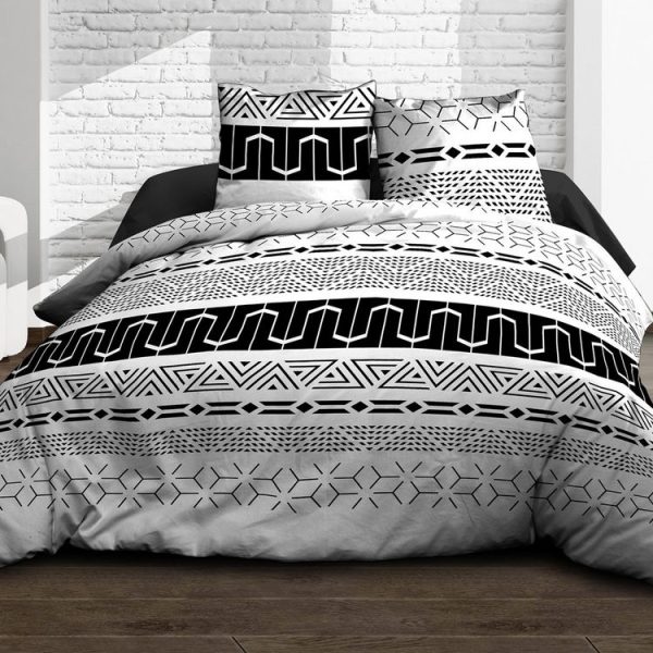 Remise 🎁 Kaliss Housse De Couette 240×260 Graphic + 2 Taies 100% Coton 57 Fils 👏 1