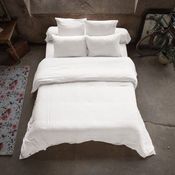 Vente flash ✔️ No Name Housse De Couette Unie 200×200 Cm Gaze De Coton Chantilly 😀 4