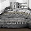 Meilleure affaire 🎉 Kaliss Housse De Couette 220×240 Feuillage Gris + 2 Taies 100% Coton 57 Fils ✨ 11