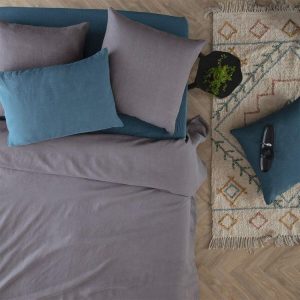Meilleure affaire ❤️ Housse De Couette Lin Adorable 240x220cm Gris Ardoise 😍 9