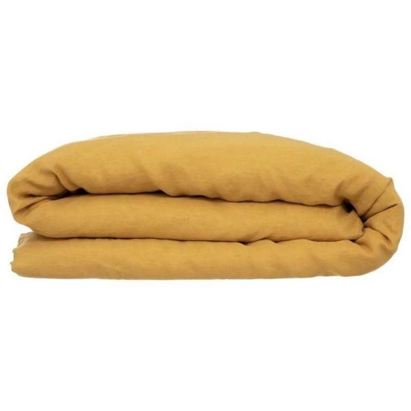 Budget 🔔 Housse De Couette Lin Adorable 260x240cm Jaune Ocre 🥰 3