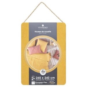 Budget 🔔 Housse De Couette Lin Adorable 260x240cm Jaune Ocre 🥰 9