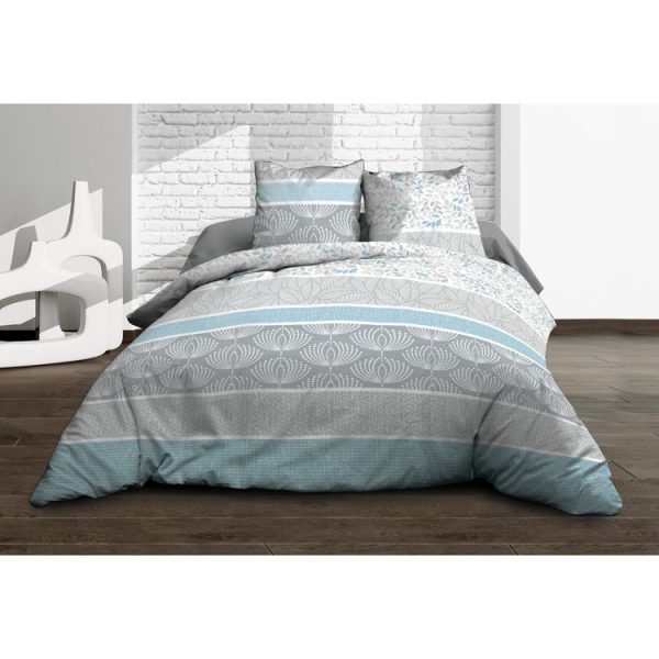 Acheter 🧨 Le Linge De Jules Housse De Couette 240×260 + 2 Taies – Pur Coton 57 Fils – Louise Bleu 🥰 1