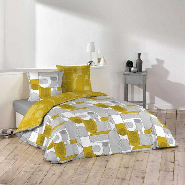 Sortie 😀 Paris Prix Parure De Lit 3 Pièces Sotchi 240x220cm Gris & Jaune 🔥 1