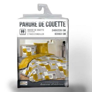 Sortie 😀 Paris Prix Parure De Lit 3 Pièces Sotchi 240x220cm Gris & Jaune 🔥 6