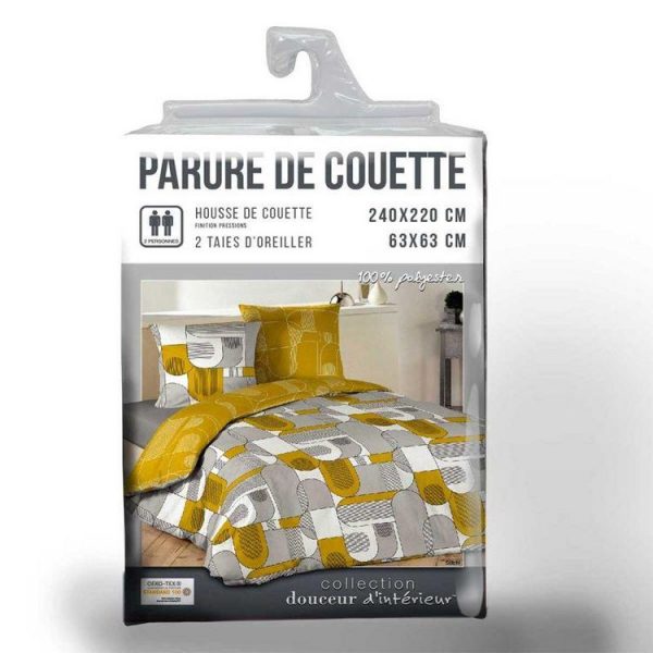 Sortie 😀 Paris Prix Parure De Lit 3 Pièces Sotchi 240x220cm Gris & Jaune 🔥 3