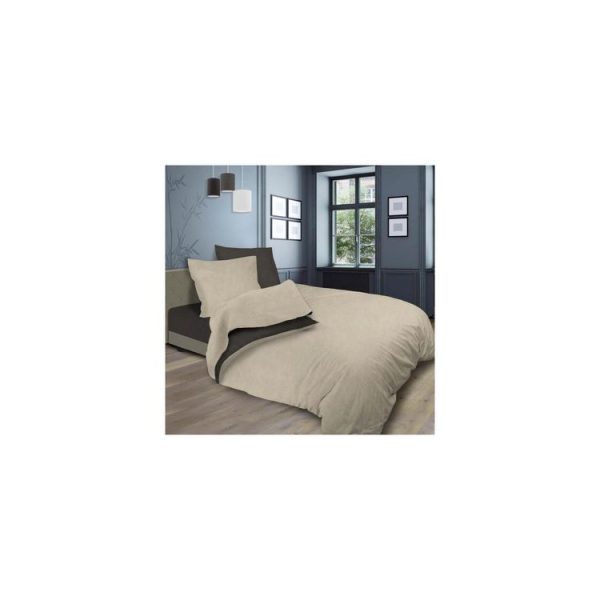 Promo 👏 Soleil D’ocre Parure De Lit En Coton Lavé 240×290 Cm BICOLORE Lin/taupe 🌟 1