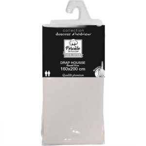 Vente flash 🔥 Paris Prix Drap Housse Percaline 160x200cm Lin 🛒 9
