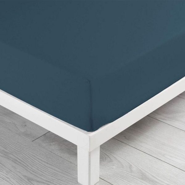 Bon marché 👍 Paris Prix Drap Housse Lina 180x200cm Bleu Nuit 😀 3
