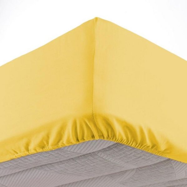 Vente flash 🎉 Paris Prix Drap Housse Lina 180x200cm Miel ✔️ 1