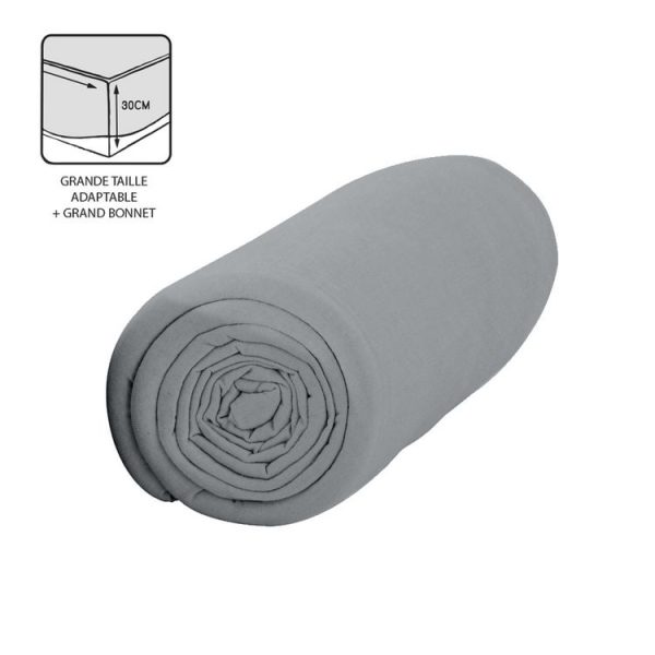 Bon marché 🎉 Today Drap Housse Zinc – 100% Coton 57 Fils – Bonnet 30 Cm – 180 X 200 Cm – Gris Clair 🥰 1