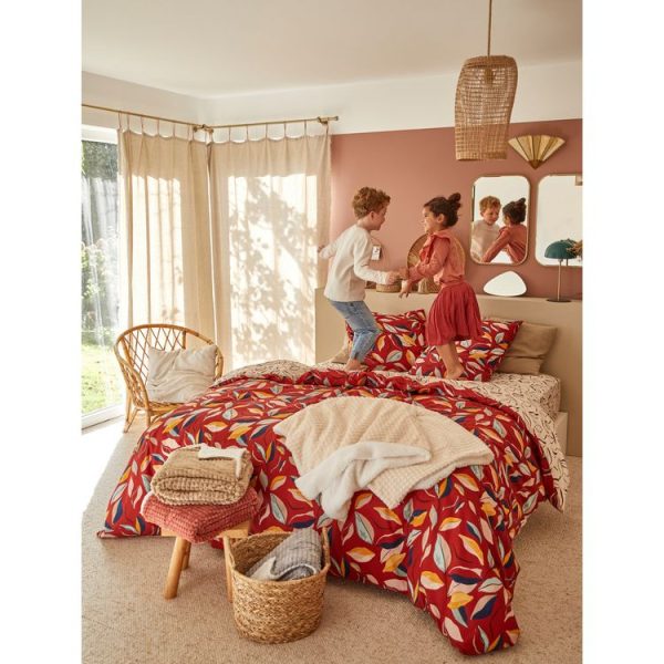 Meilleure affaire 🔔 ACTUEL Parure Housse De Couette En Percale De Coton 70 Fils Motifs Feuilles Colorées 💯 1