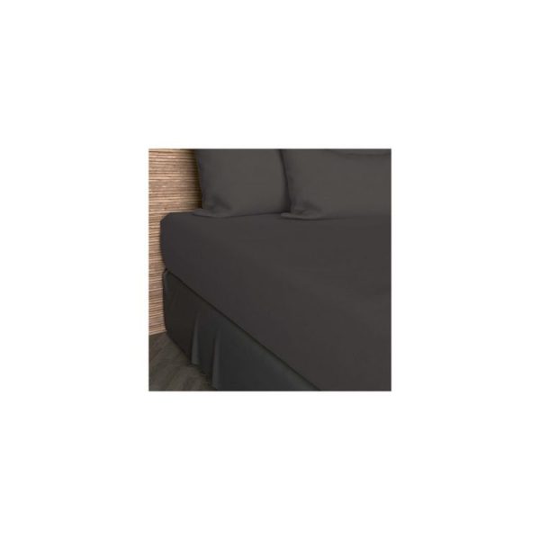 Vente flash ✔️ Soleil D’ocre Drap Housse 160×200 Cm En Coton 57 Fils SOLEIL D’OCRE Anthracite 🔔 1