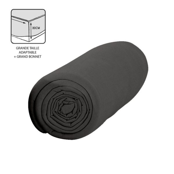 Bon marché 💯 Today Drap Housse Canon – 100% Coton 57 Fils – Bonnet 30 Cm – 180 X 200 Cm – Gris Foncé 👍 1