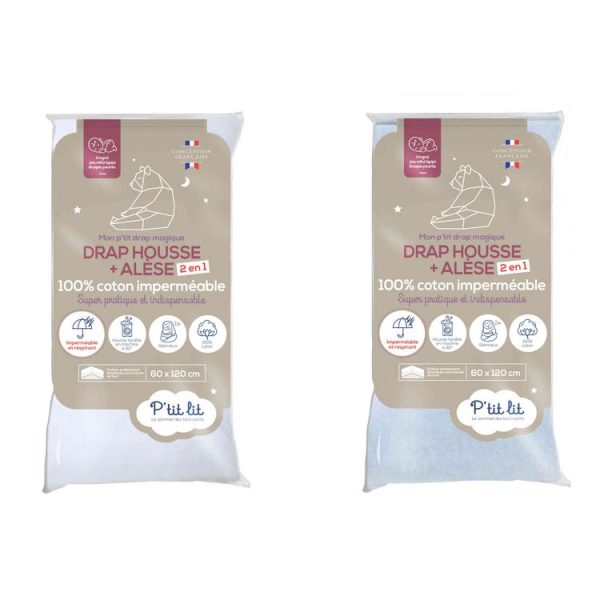 Budget ❤️ P’TIT LIT Drap Housse Alèse 2 En 1 Imperméable (lot De 2) 👍 3