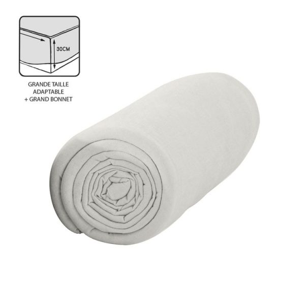 Coupon 😀 Today Drap Housse Chantilly – 100% Coton 57 Fils – Bonnet 30 Cm – 180 X 200 Cm – Blanc 🔥 1