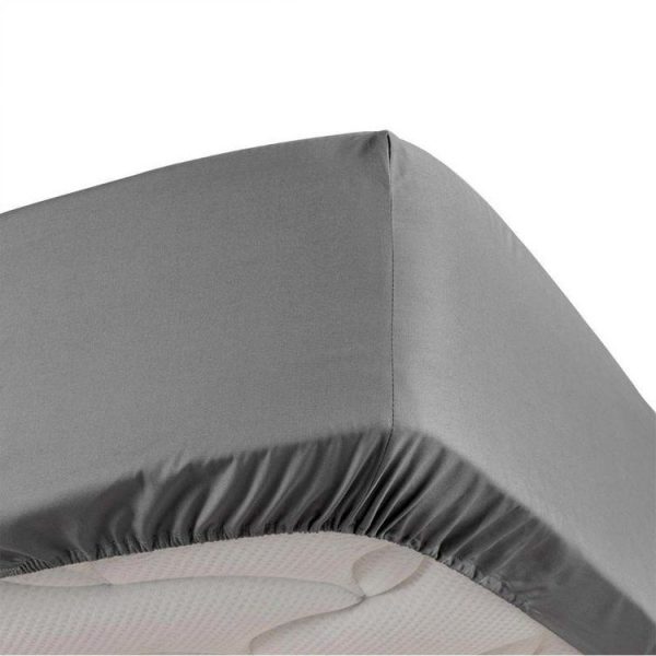 Remise 🤩 Paris Prix Drap Housse Percaline 180x200cm Anthracite 🔔 1