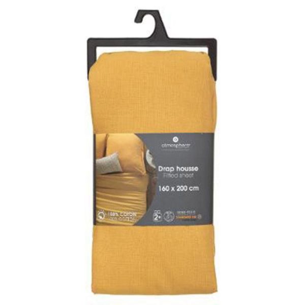 Promo 😍 Drap Housse Intérieur 160x200cm Ocre ❤️ 4