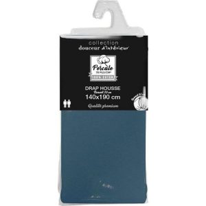 Budget ⭐ Paris Prix Drap Housse Percaline 140x190cm Bleu ⌛ 9