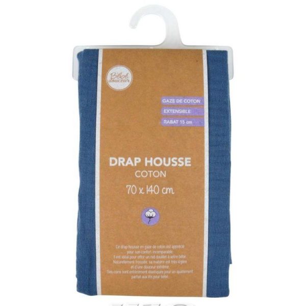 Promo 🛒 Paris Prix Drap Housse Bébé Extensible 70x140cm Bleu Foncé 💯 4