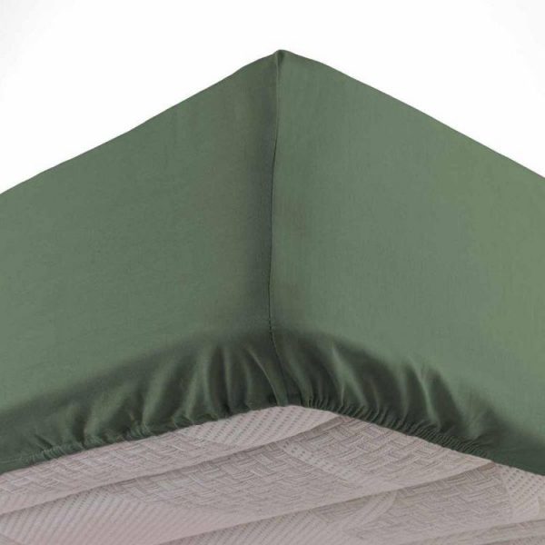 Promo ✨ Paris Prix Drap Housse Lina 160x200cm Kaki ⭐ 1