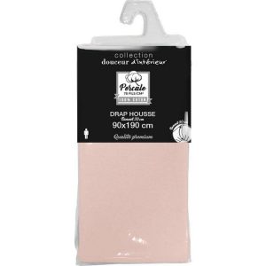 Meilleure vente ✔️ Paris Prix Drap Housse Percaline 90x190cm Rose 😍 9