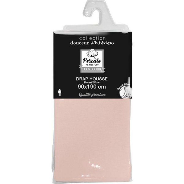 Meilleure vente ✔️ Paris Prix Drap Housse Percaline 90x190cm Rose 😍 4
