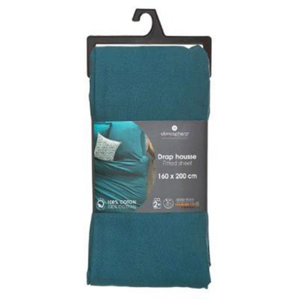 Meilleur prix 😉 Drap Housse Intérieur 160x200cm Bleu Canard 🎁 4
