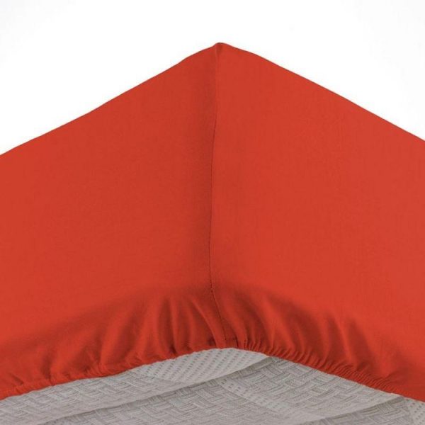 Bon marché ⌛ Paris Prix Drap Housse Lina 140x190cm Paprika 🧨 1