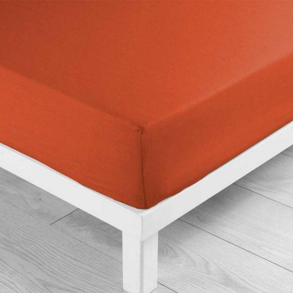 Bon marché ⌛ Paris Prix Drap Housse Lina 140x190cm Paprika 🧨 3