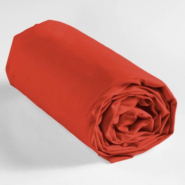 Bon marché ⌛ Paris Prix Drap Housse Lina 140x190cm Paprika 🧨 4